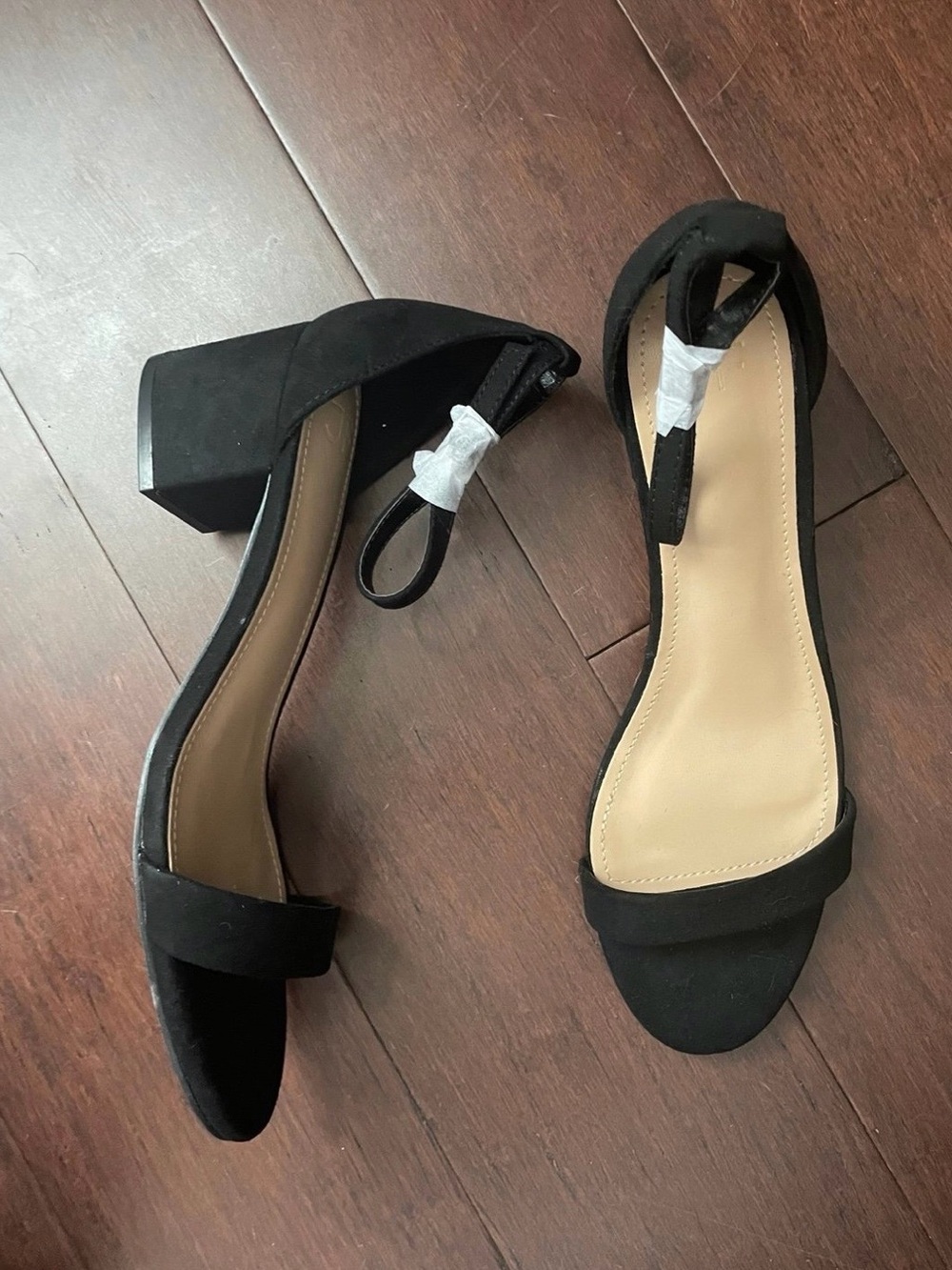 NWOT Just Fab Black Open-Toe Ankle Strap Block Heels